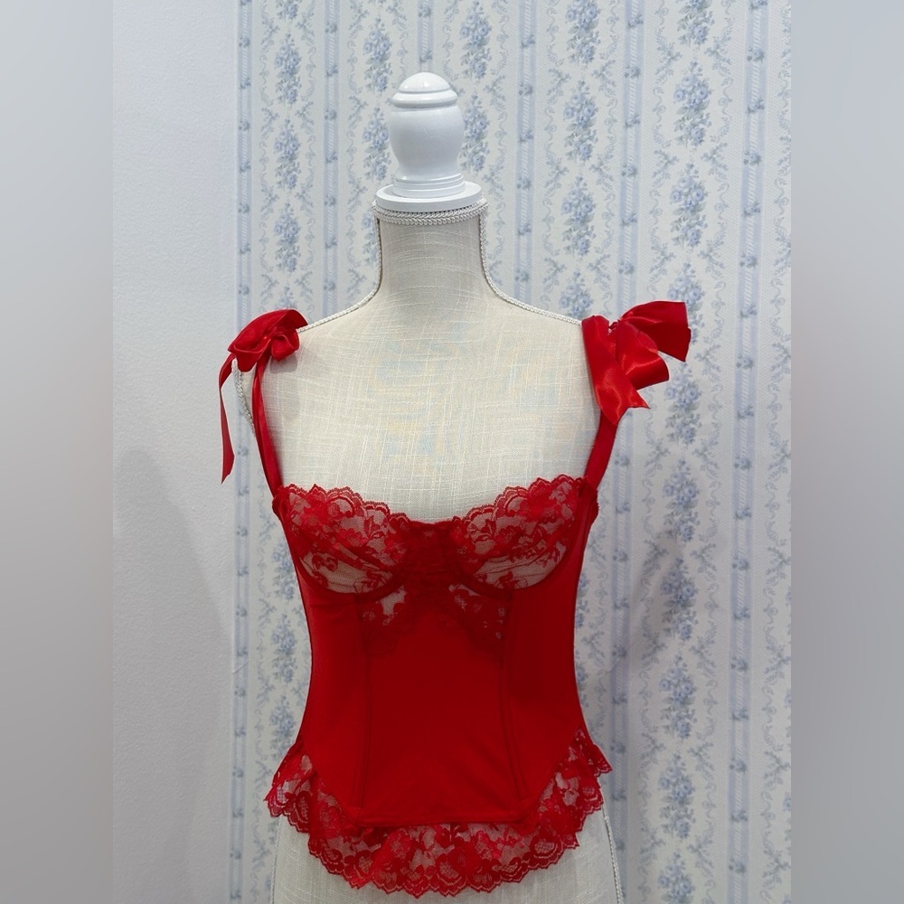 Vintage Red Corset bustier cami top
